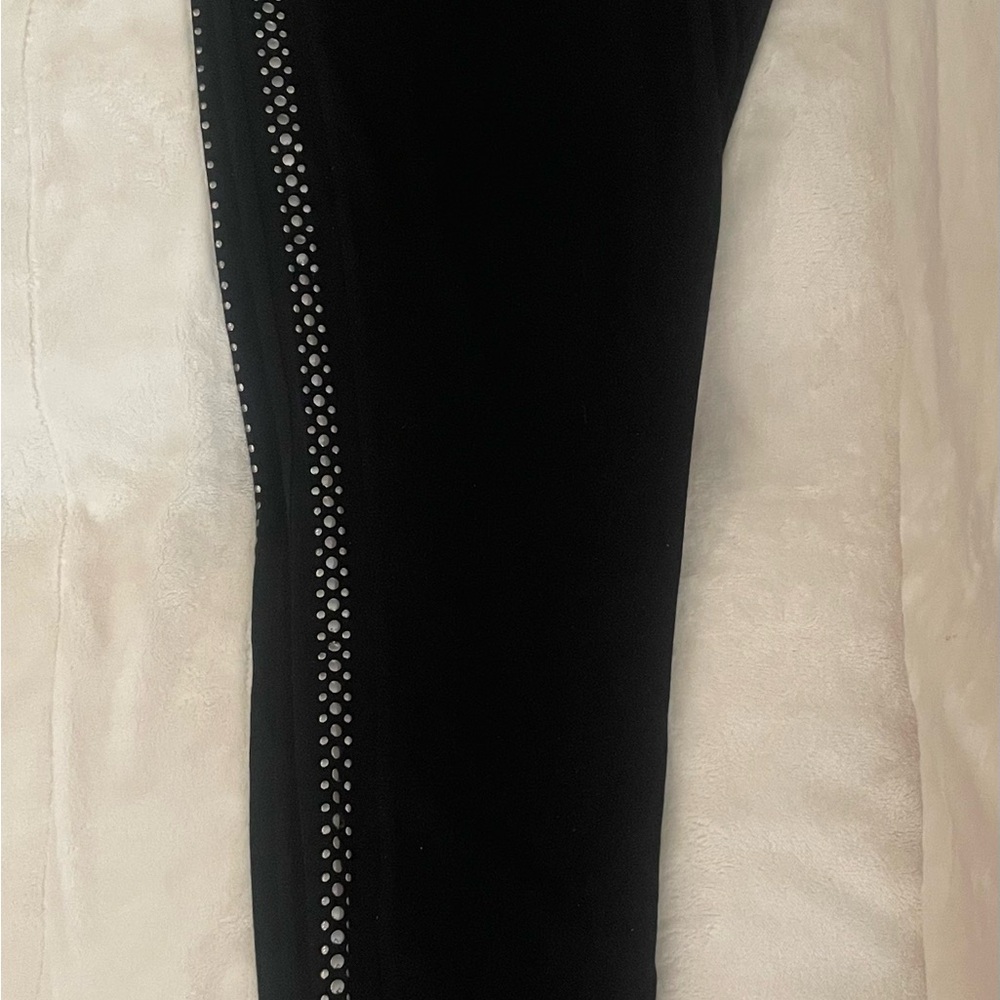 SUAVE Black Leggings with Silver Studded Detail, Size Large